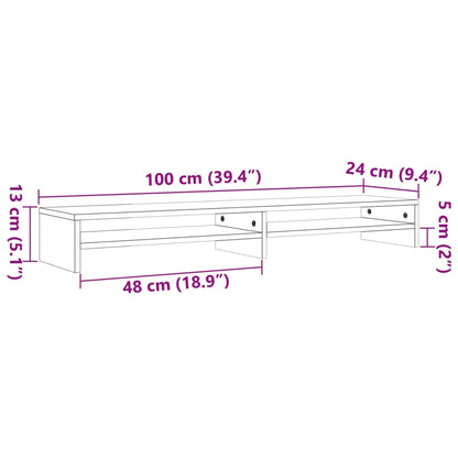 Suporte para monitor 100x24x13 cm pinho maciço castanho mel