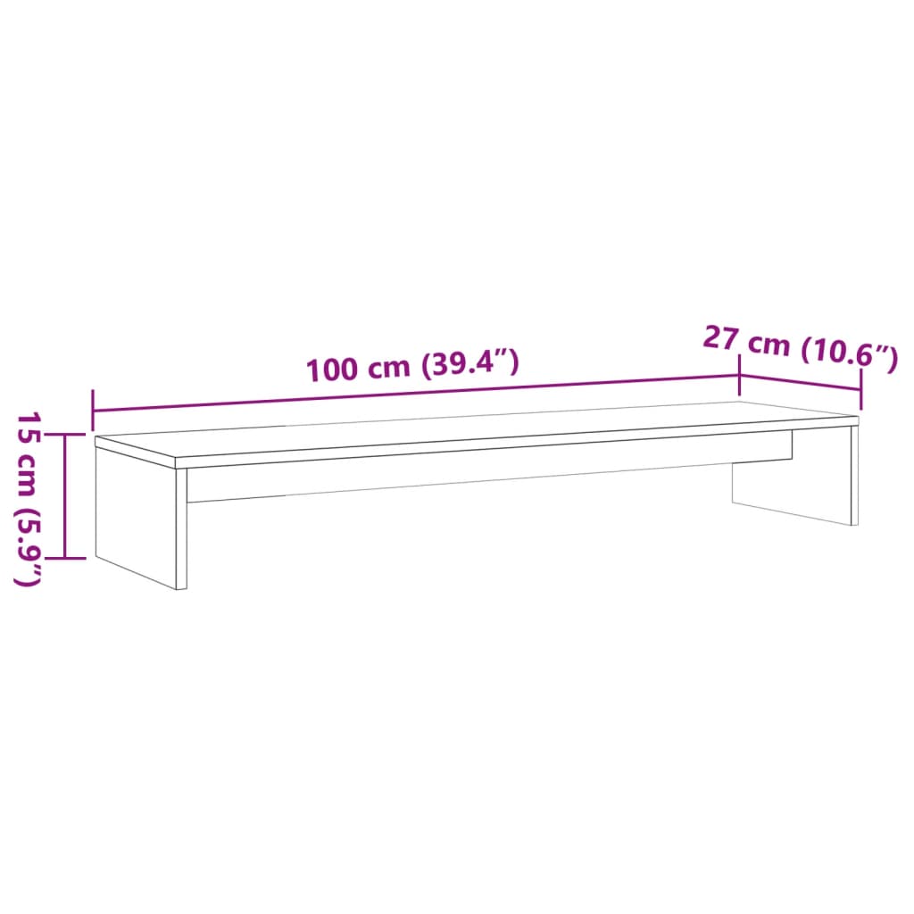 Suporte para monitor 100x27x15 cm pinho maciço castanho mel