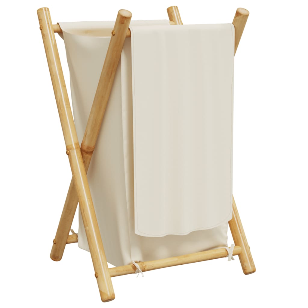 Cesto de roupa 41,5x36x63,5 cm bambu branco nata