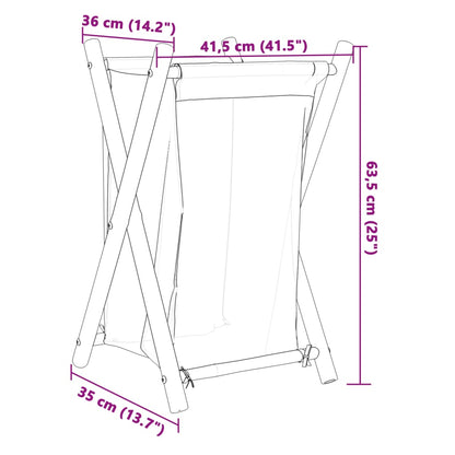 Cesto de roupa 41,5x36x63,5 cm bambu branco nata