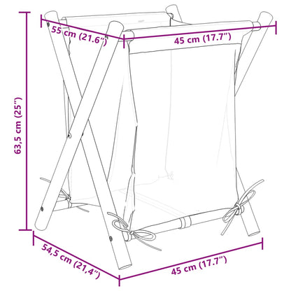 Cesto de roupa 45x55x63,5 cm bambu creme