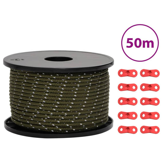 Corda para tenda com tiras refletoras e esticadores 50 m 5 mm