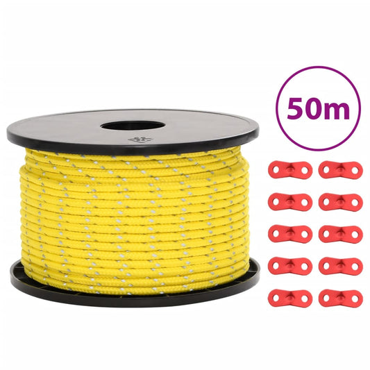 Corda para tenda com tiras refletoras e esticadores 50 m 5 mm