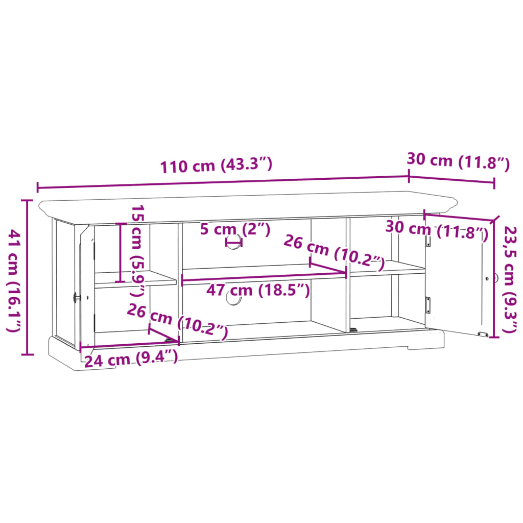 Móvel de TV 110x30x41 cm derivados de madeira branco