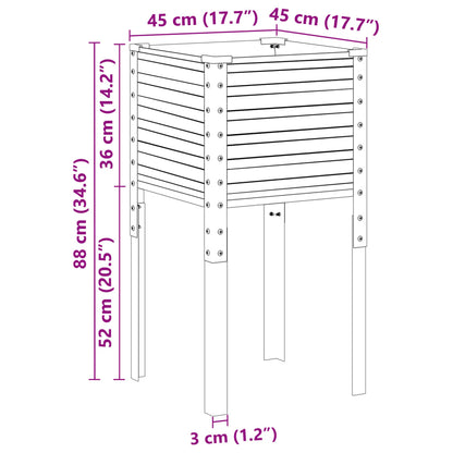 Vaso/floreira de jardim 45x45x88 cm aço galvanizado