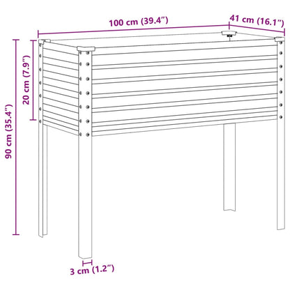 Vaso/floreira de jardim 100x41x90 cm aço verde