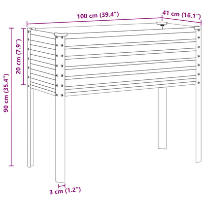 Vaso/floreira de jardim 100x41x90 cm aço cinzento