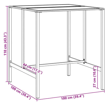 Mesa de bar 100x100x110 cm aço revestido a pó preto