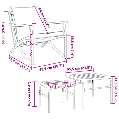 4 pcs conjunto mobiliário de varanda com almofadões aço preto