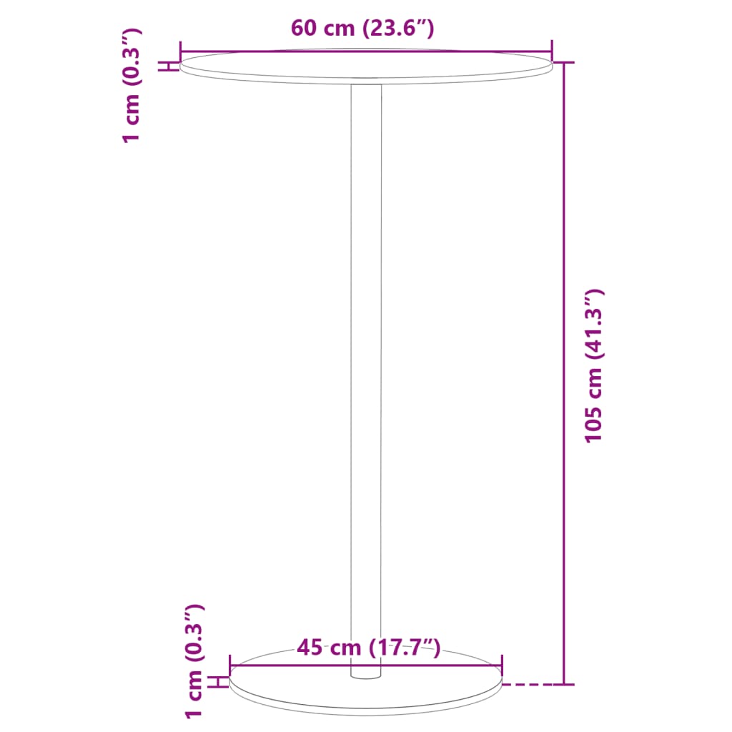 Mesa de jardim redonda Ø60x105 cm aço preto