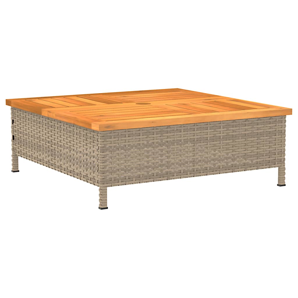 Mesa de jardim 70x70x25 cm vime e madeira de acácia maciça bege