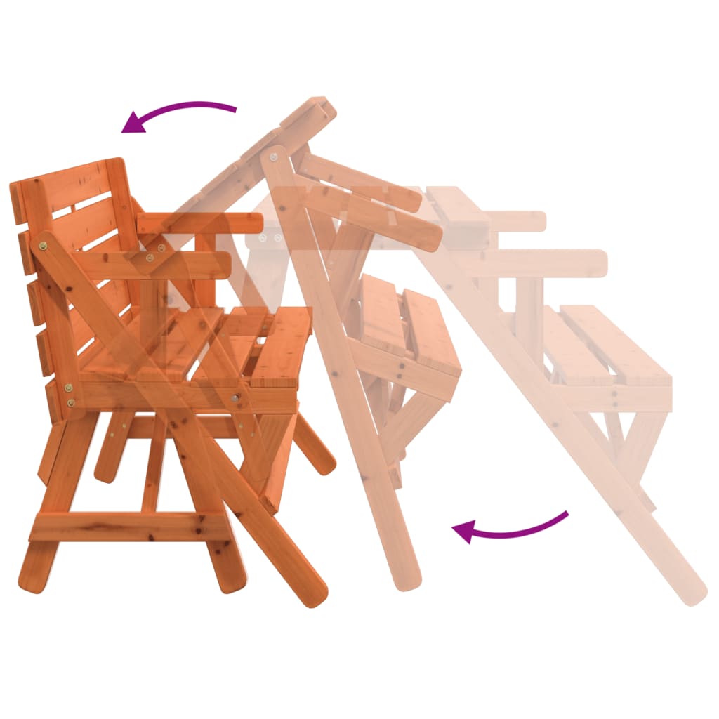 Mesa de piquenique c/ bancos 2-em-1 conversível abeto maciço