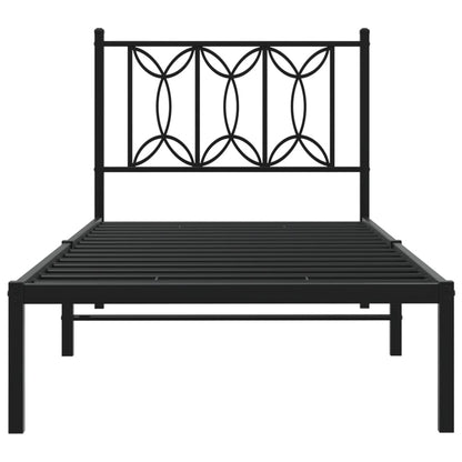 Estrutura de cama com cabeceira 90x190 cm metal preto