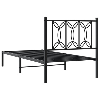 Estrutura de cama com cabeceira 90x190 cm metal preto