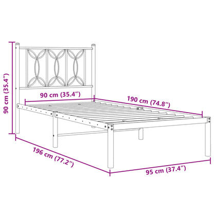 Estrutura de cama com cabeceira 90x190 cm metal preto