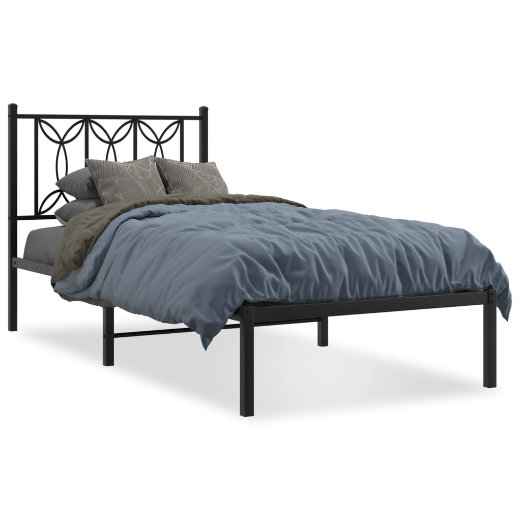 Estrutura de cama com cabeceira 90x190 cm metal preto