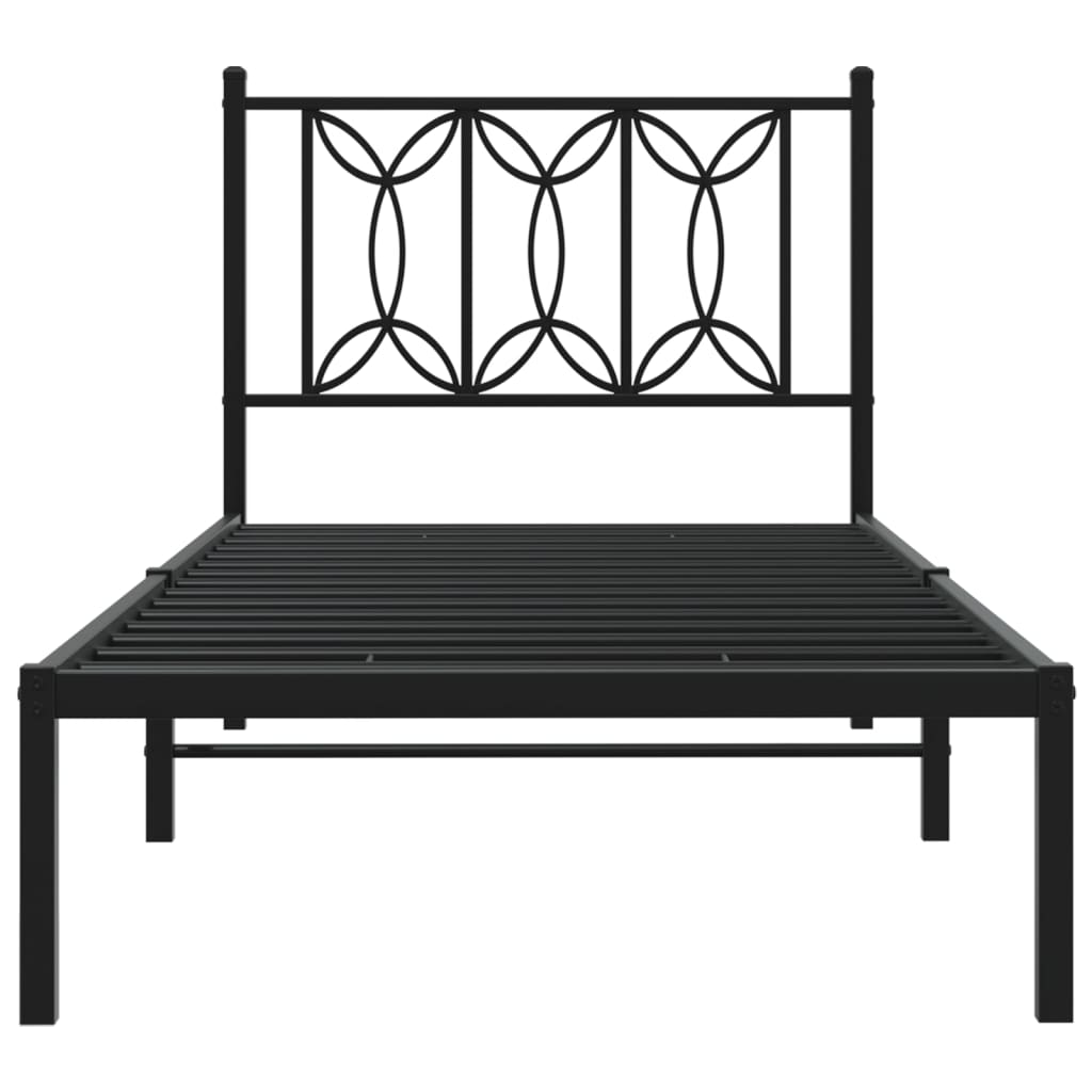 Estrutura de cama com cabeceira 90x200 cm metal preto