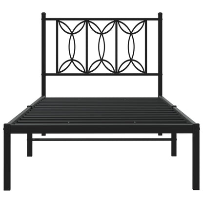 Estrutura de cama com cabeceira 90x200 cm metal preto