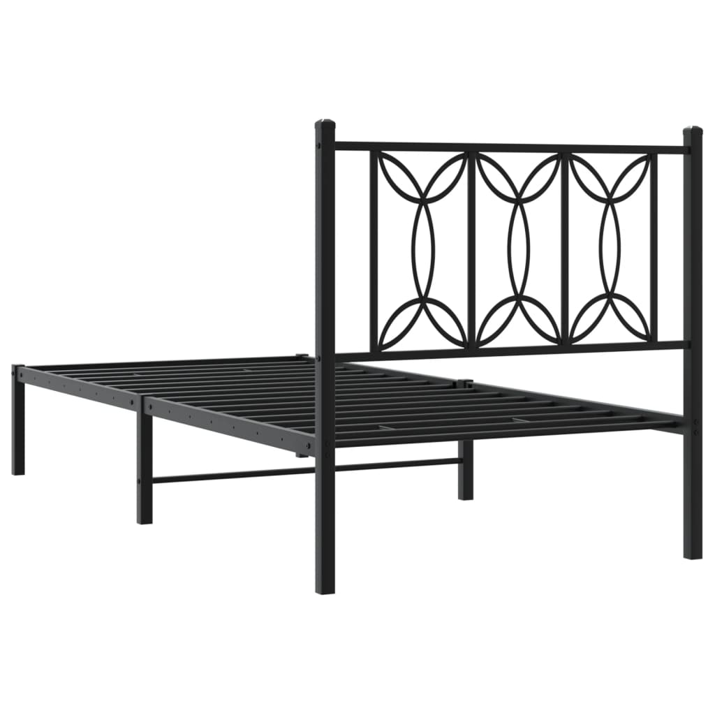 Estrutura de cama com cabeceira 90x200 cm metal preto