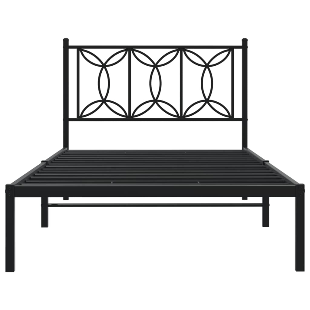 Estrutura de cama com cabeceira 100x190 cm metal preto