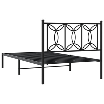 Estrutura de cama com cabeceira 100x190 cm metal preto