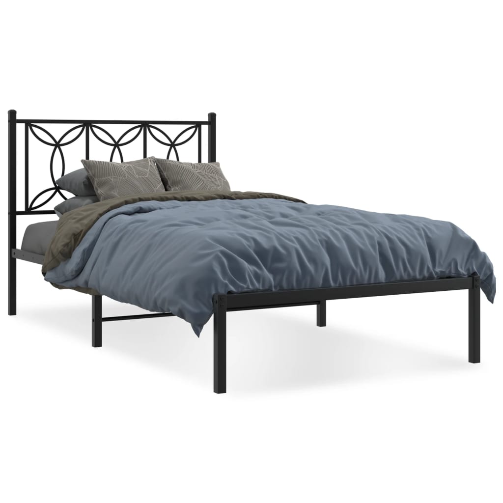 Estrutura de cama com cabeceira 100x190 cm metal preto