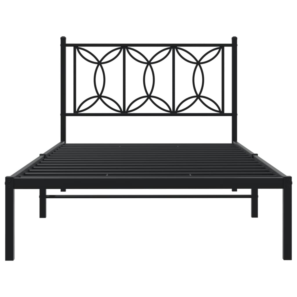 Estrutura de cama com cabeceira 100x200 cm metal preto