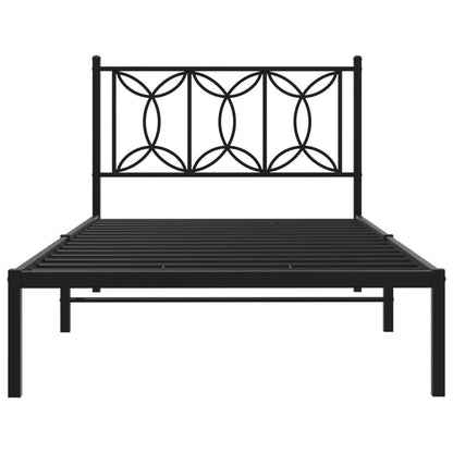 Estrutura de cama com cabeceira 100x200 cm metal preto