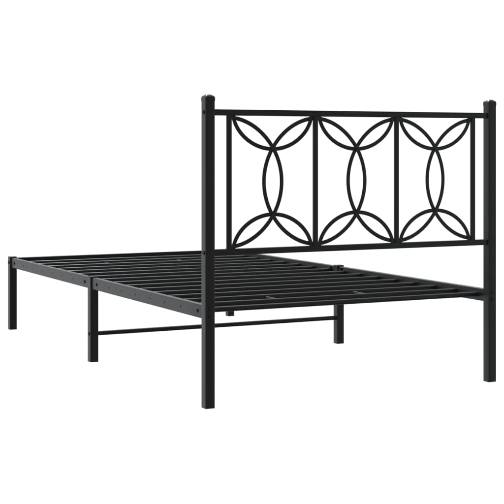 Estrutura de cama com cabeceira 100x200 cm metal preto