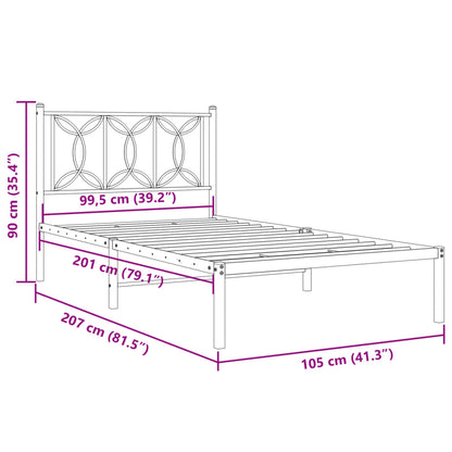 Estrutura de cama com cabeceira 100x200 cm metal preto