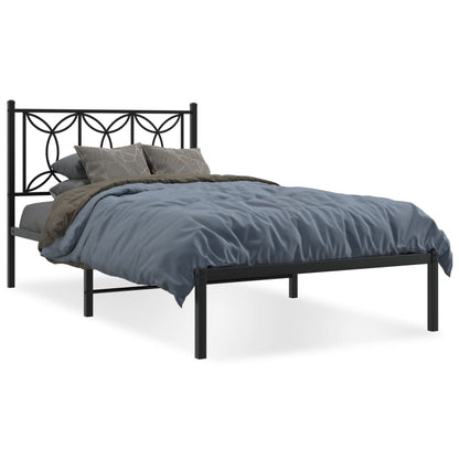 Estrutura de cama com cabeceira 100x200 cm metal preto