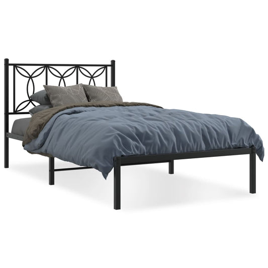 Estrutura de cama com cabeceira 100x200 cm metal preto