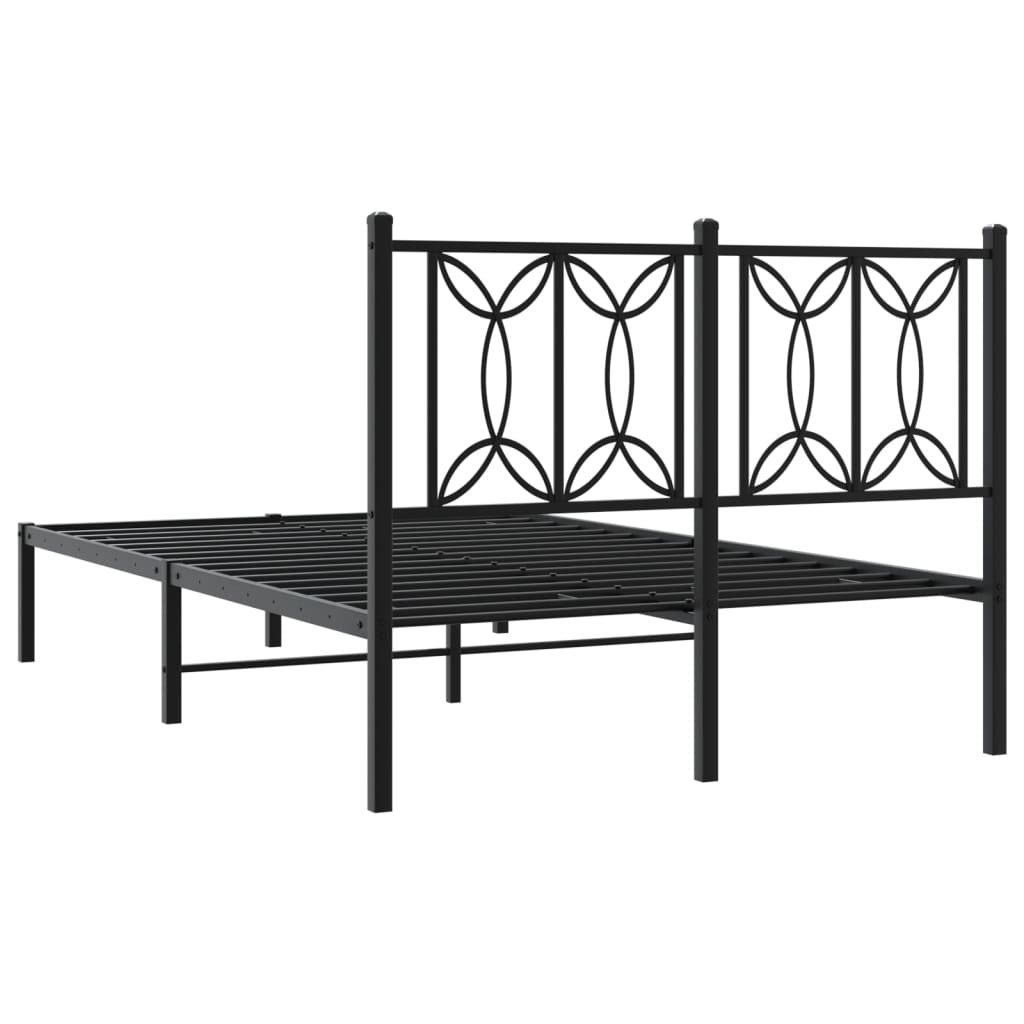 Estrutura de cama com cabeceira 120x190 cm metal preto