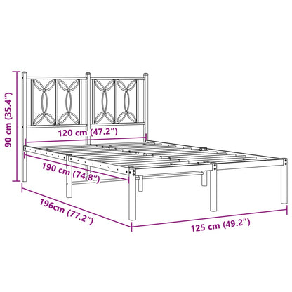 Estrutura de cama com cabeceira 120x190 cm metal preto