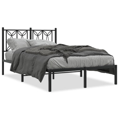 Estrutura de cama com cabeceira 120x190 cm metal preto