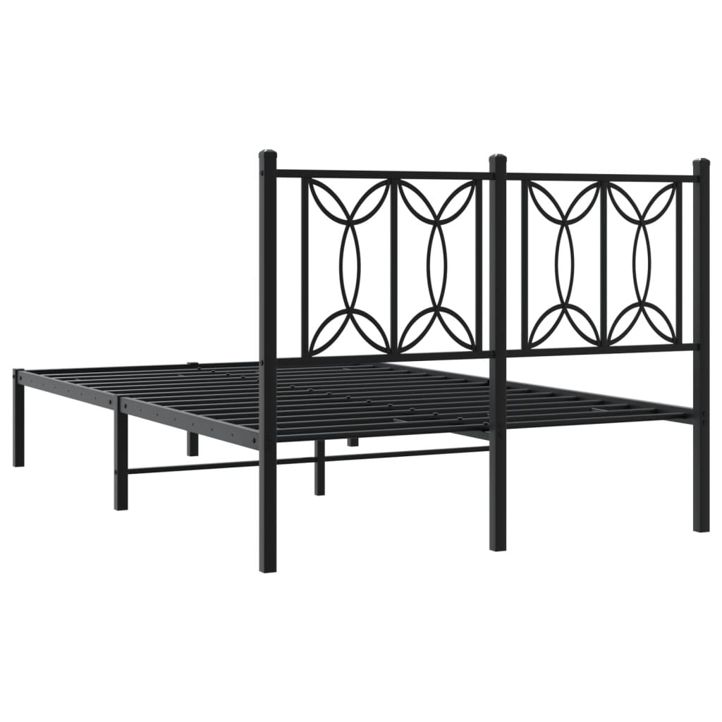 Estrutura de cama com cabeceira 120x200 cm metal preto