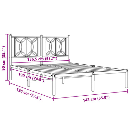 Estrutura de cama com cabeceira 135x190 cm metal preto