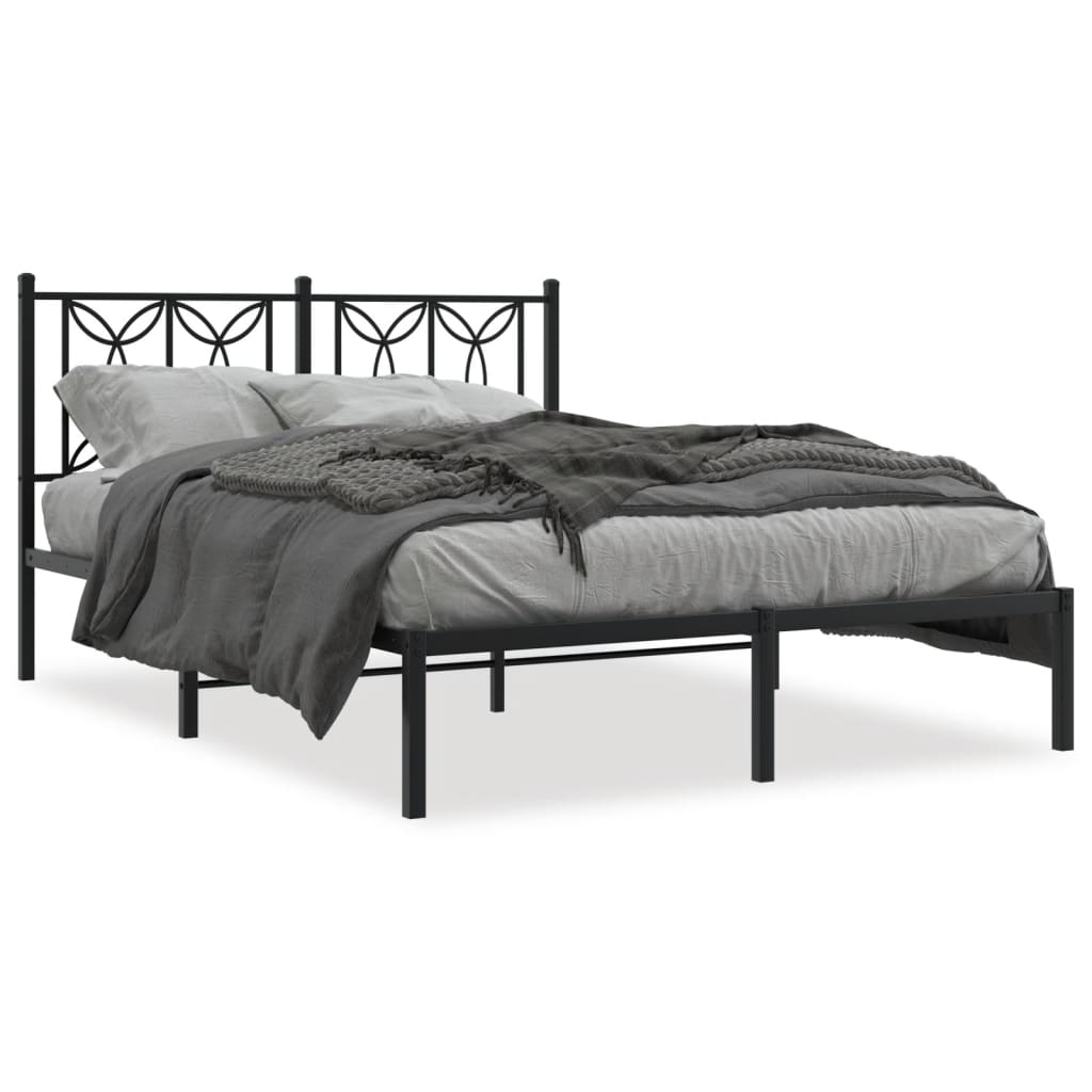 Estrutura de cama com cabeceira 135x190 cm metal preto