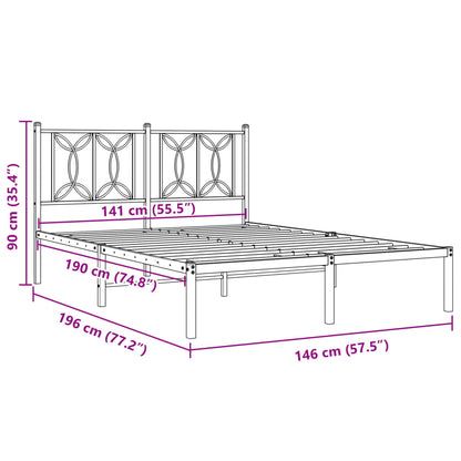 Estrutura de cama com cabeceira 140x190 cm metal preto