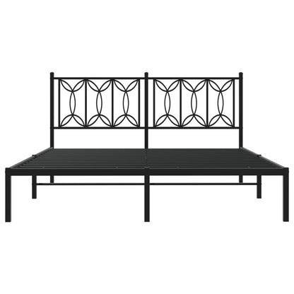 Estrutura de cama em metal com cabeceira 150x200 cm preto