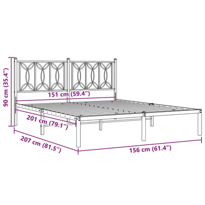 Estrutura de cama em metal com cabeceira 150x200 cm preto