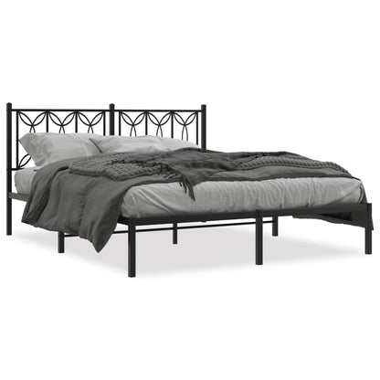 Estrutura de cama em metal com cabeceira 150x200 cm preto