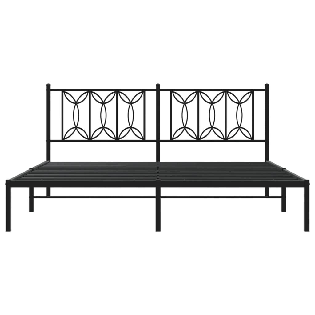 Estrutura de cama em metal com cabeceira 180x200 cm preto