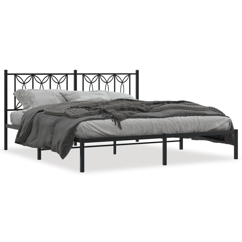 Estrutura de cama em metal com cabeceira 180x200 cm preto