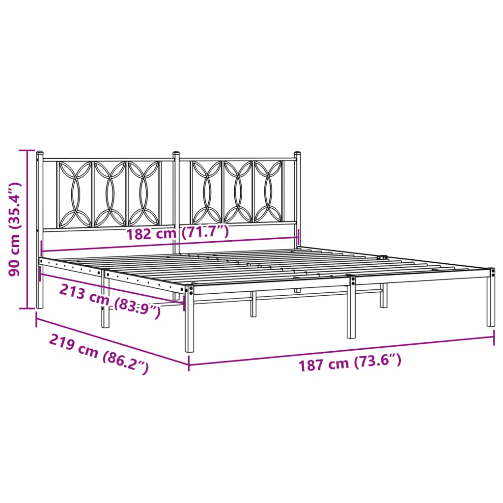 Estrutura de cama com cabeceira 183x213 cm metal preto