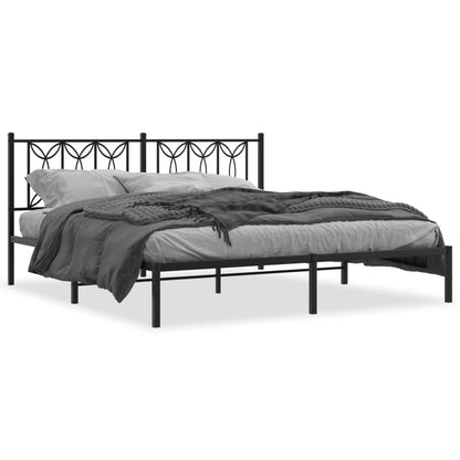 Estrutura de cama com cabeceira 183x213 cm metal preto