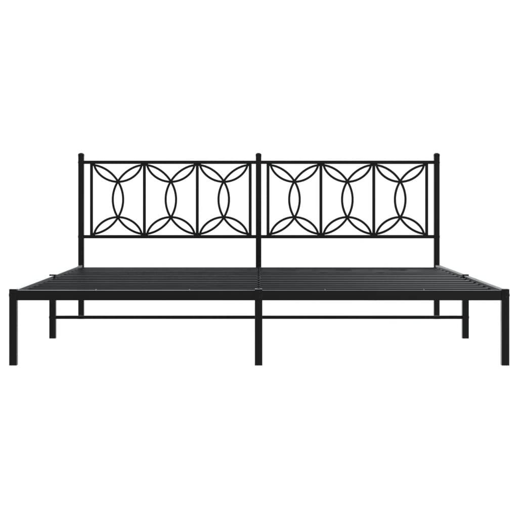 Estrutura de cama com cabeceira 200x200 cm metal preto