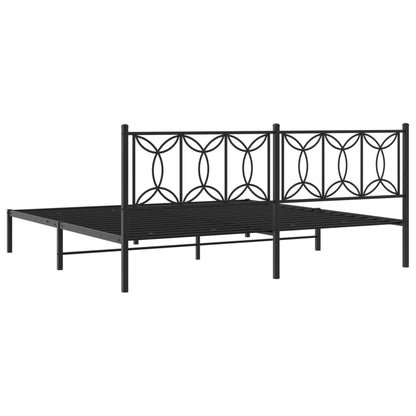 Estrutura de cama com cabeceira 200x200 cm metal preto