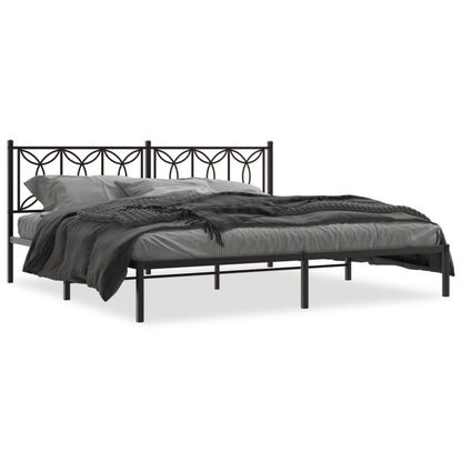 Estrutura de cama com cabeceira 200x200 cm metal preto