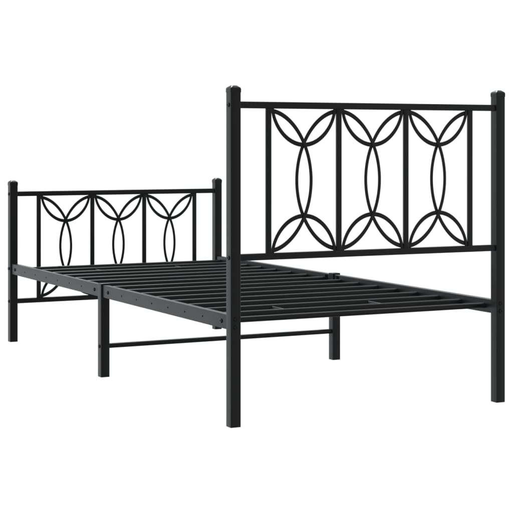 Estrutura de cama com cabeceira e pés 80x200 cm metal preto